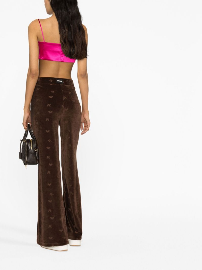 Brown Logo DevorÃ_x0083_Â© Velvet Flared Trousers