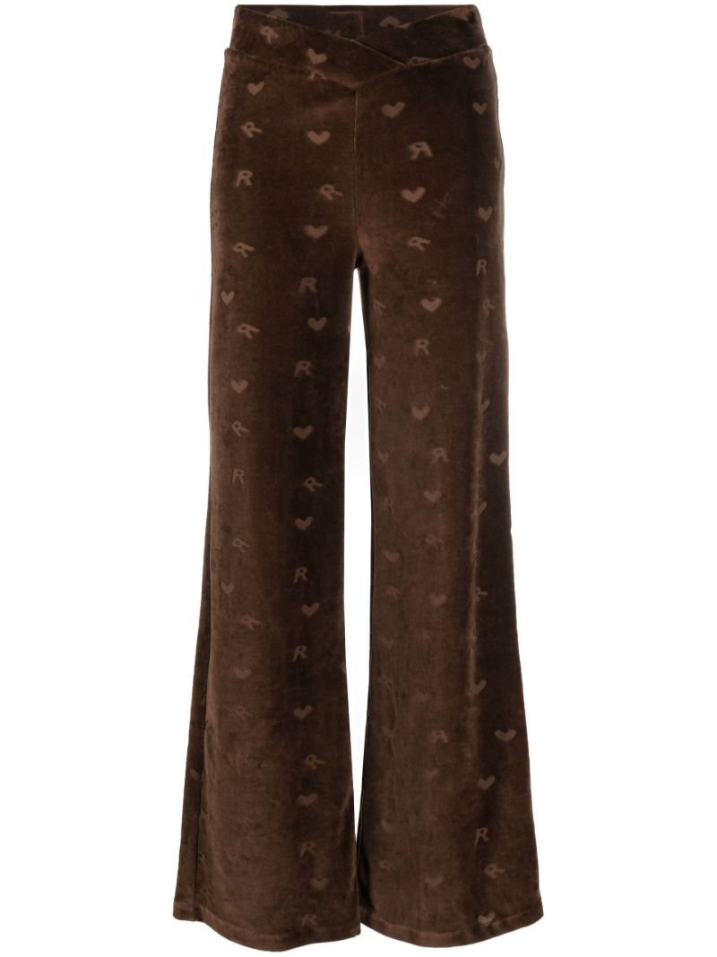 Brown Logo DevorÃ_x0083_Â© Velvet Flared Trousers