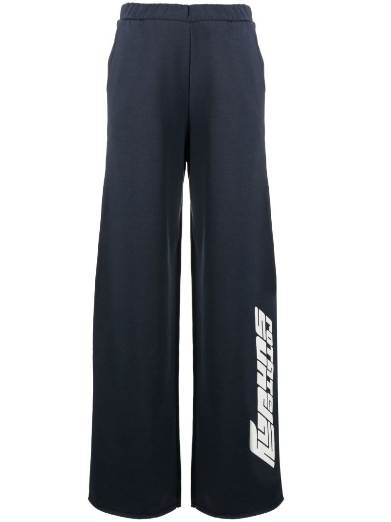 Blue Logo Print Track Pants