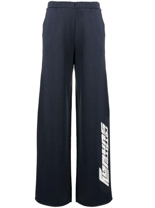 Blue Logo Print Track Pants