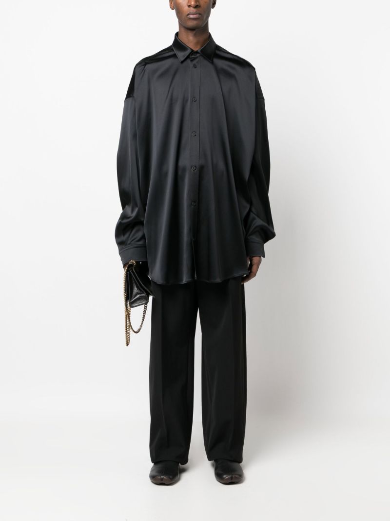 Black Oversized Long-sleeve Shirt