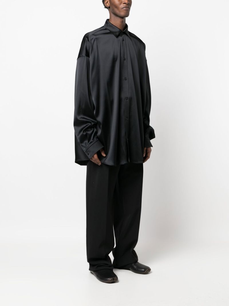 Black Oversized Long-sleeve Shirt