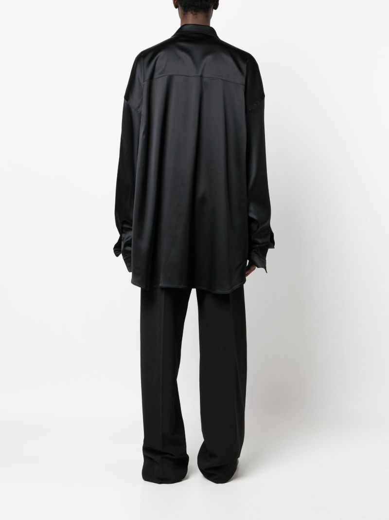 Black Oversized Long-sleeve Shirt