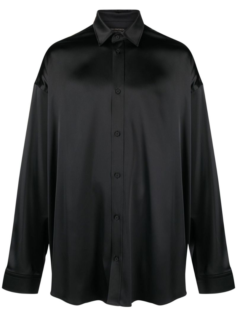 Black Oversized Long-sleeve Shirt