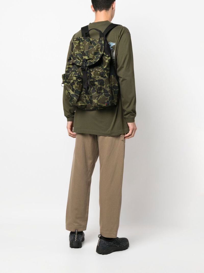 X Noah Green Camouflage-print Backpack
