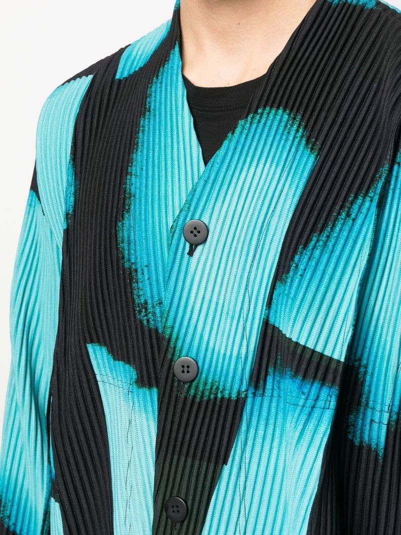 Blue Abstract Print PlissÃ_x0083_Â© Jacket