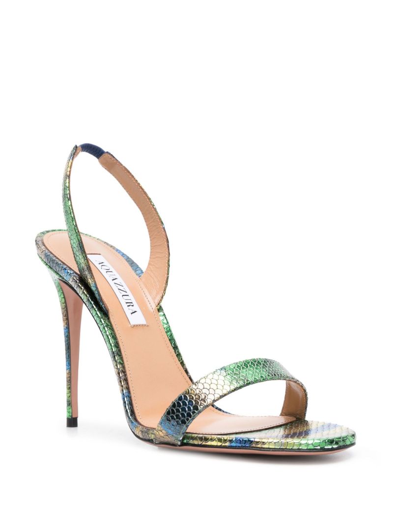Green and Blue Snakeskin-effect 105 Slingback Sandals