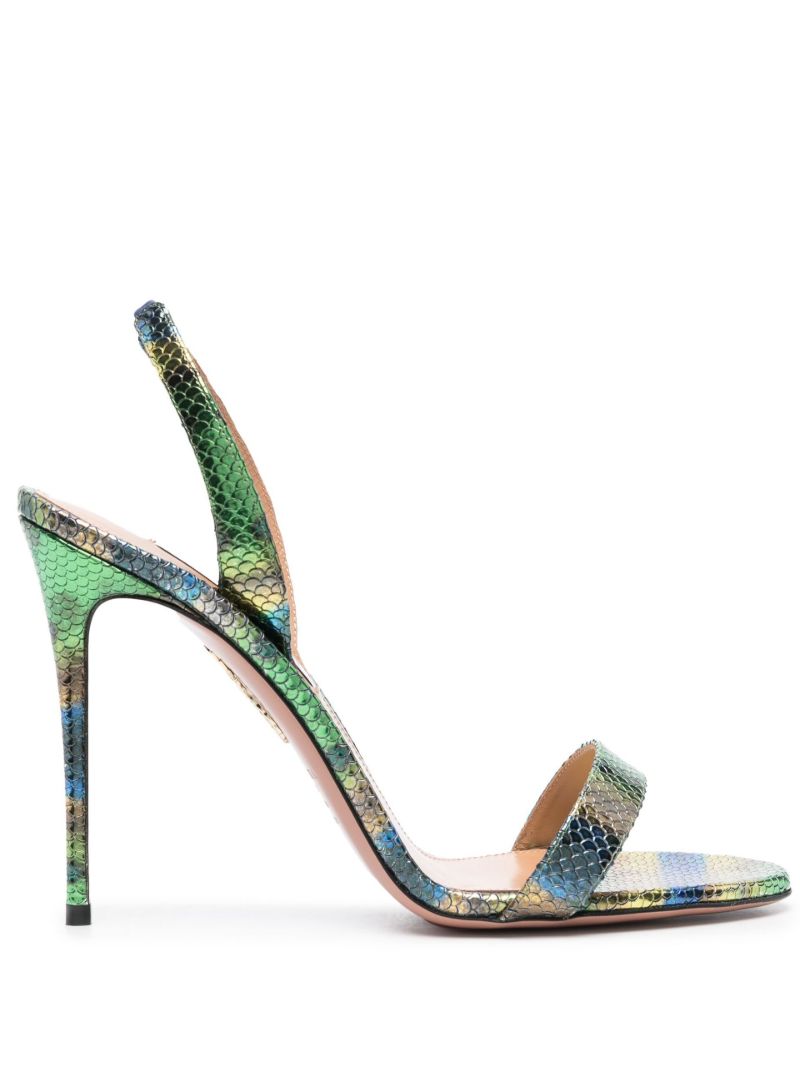 Green and Blue Snakeskin-effect 105 Slingback Sandals