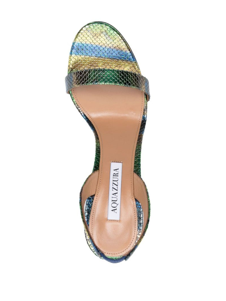 Green and Blue Snakeskin-effect 105 Slingback Sandals