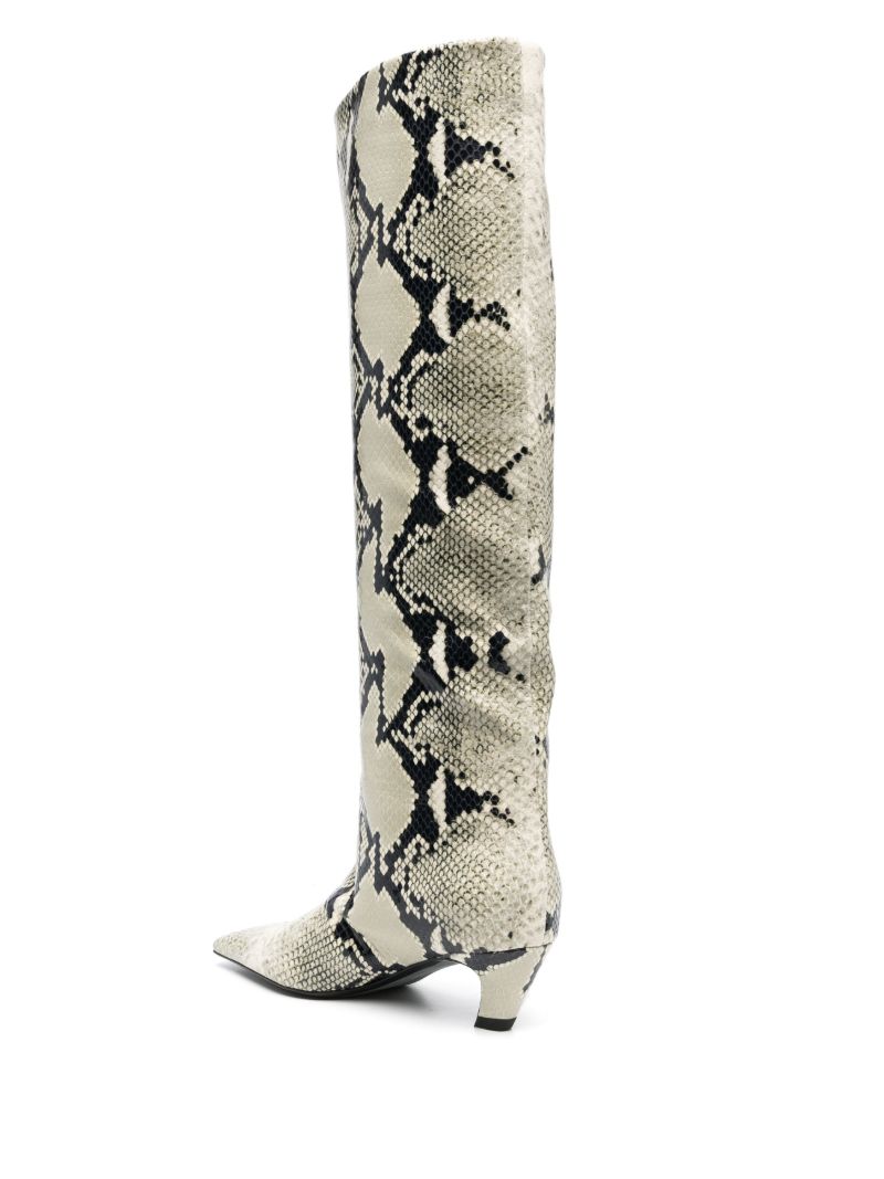 Neutral Davis Snakeskin Print Leather Boots
