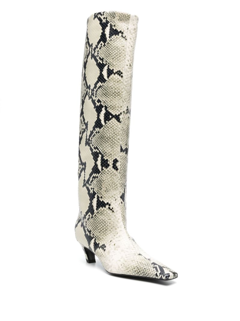 Neutral Davis Snakeskin Print Leather Boots