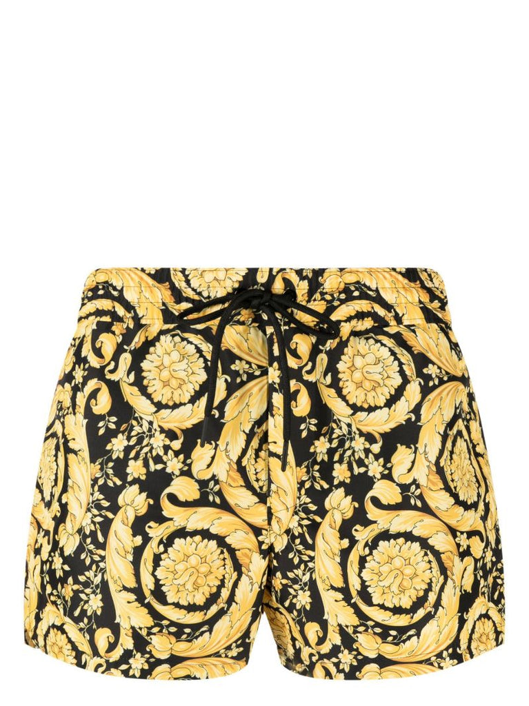 Black Baroque Print Swim Shorts