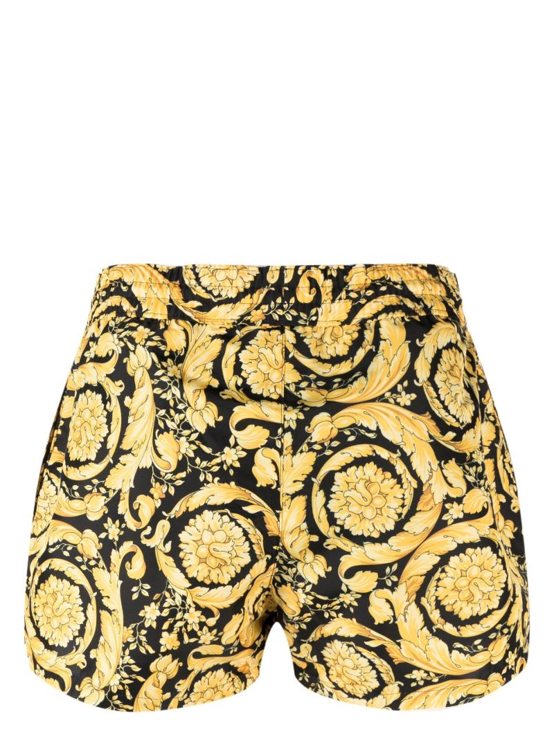 Black Baroque Print Swim Shorts