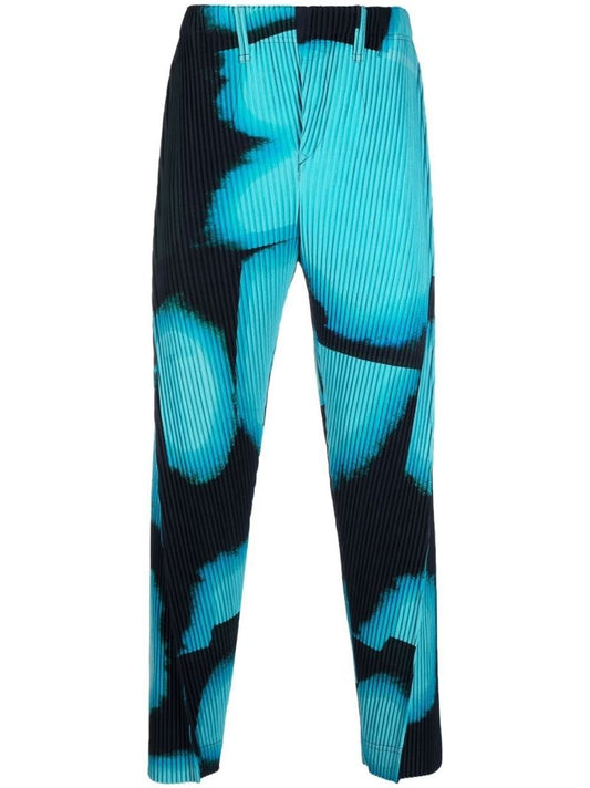 Blue Abstract Print PlissÃ_x0083_Â© Trousers