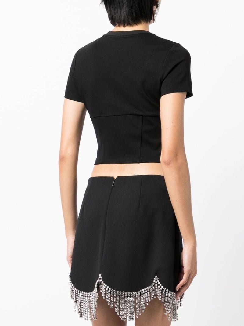 Black Crystal-embellished Cropped T-shirt