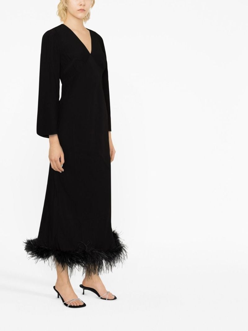 Black Mya Feather Trim Midi Dress