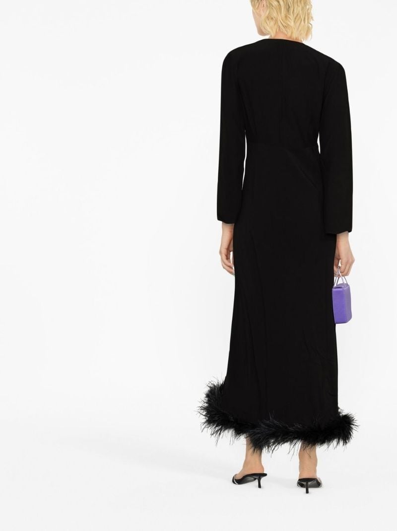 Black Mya Feather Trim Midi Dress
