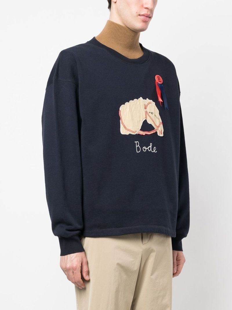 Blue Pony AppliquÃ_x0083_Â© Cotton Sweatshirt