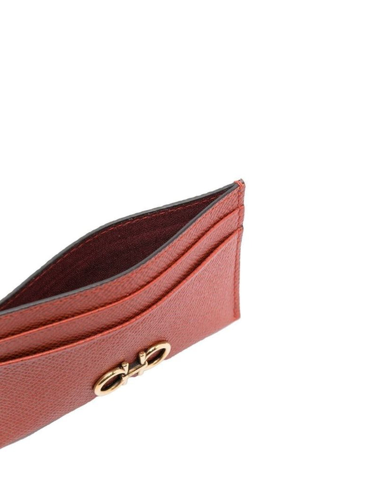 Brown Gancini Leather Card Holder