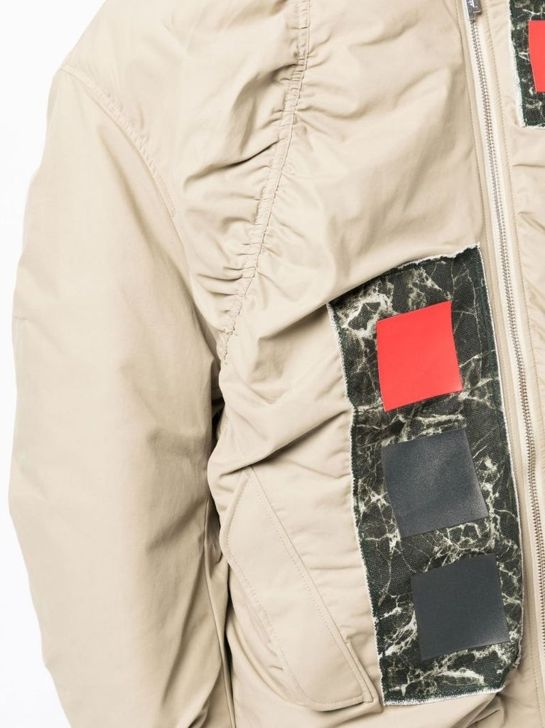 Brown Cubist Ruche Bomber Jacket