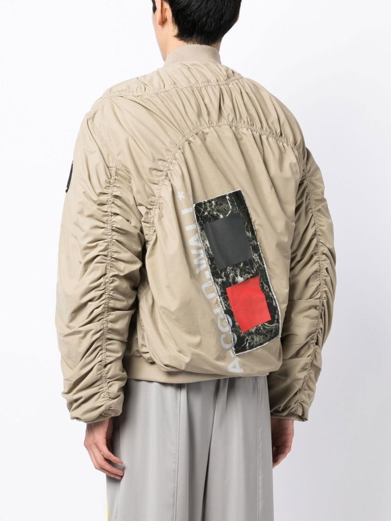 Brown Cubist Ruche Bomber Jacket