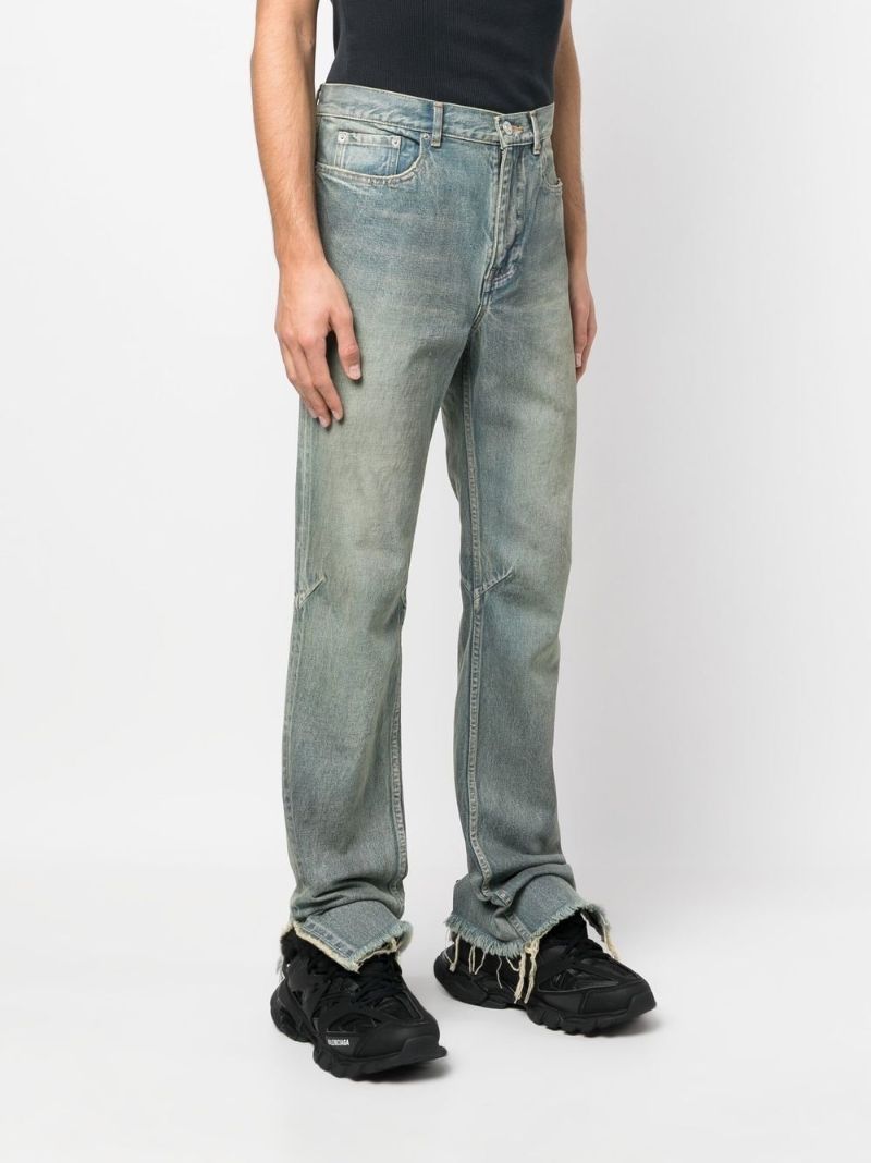 Blue Faded Straight-leg Jeans