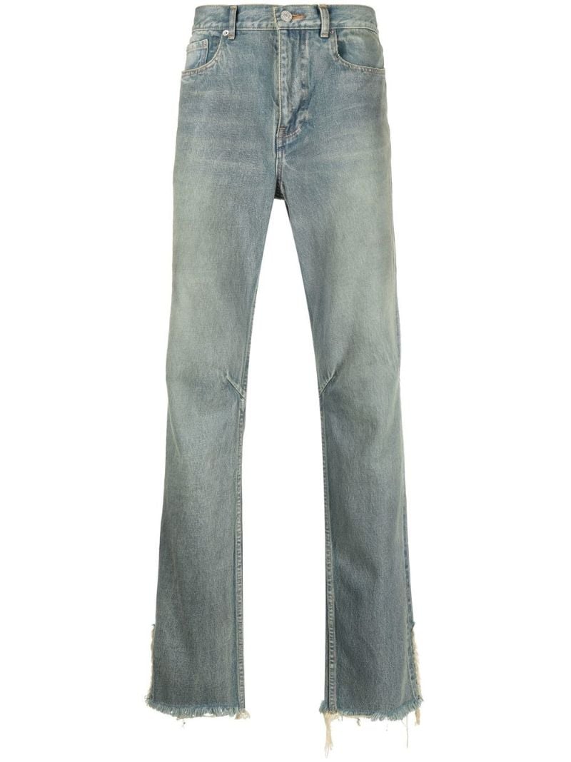 Blue Faded Straight-leg Jeans