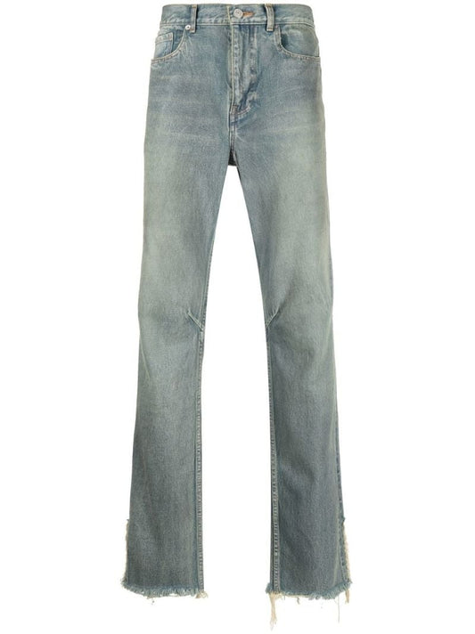 Blue Faded Straight-leg Jeans