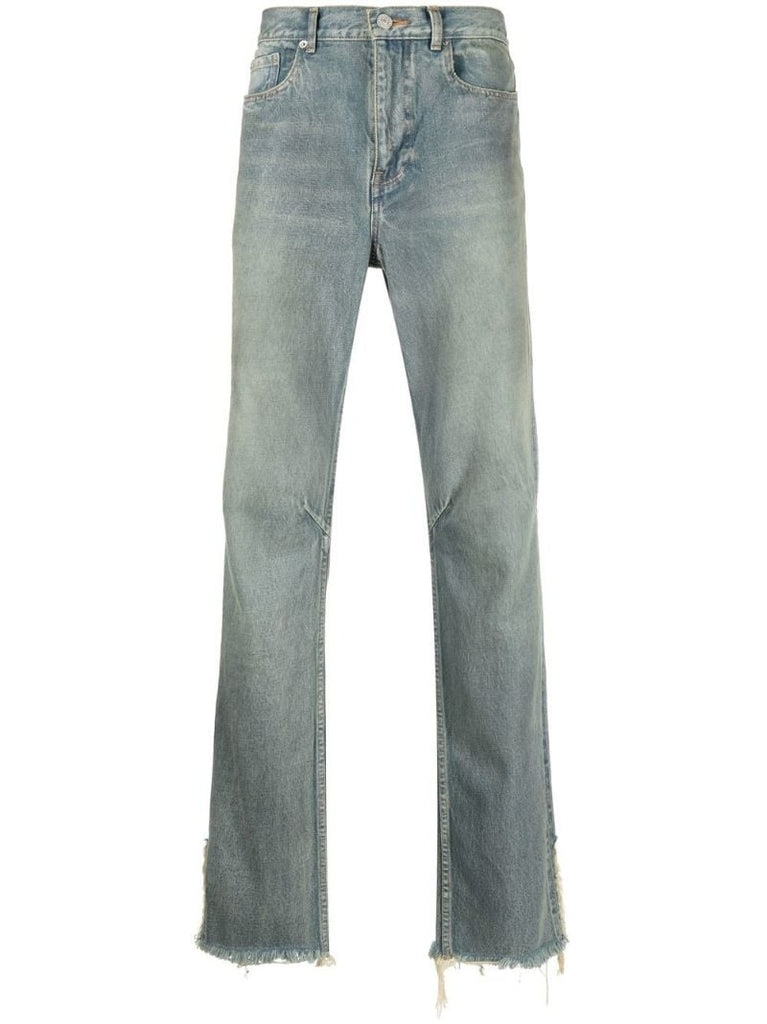 Blue Faded Straight-leg Jeans
