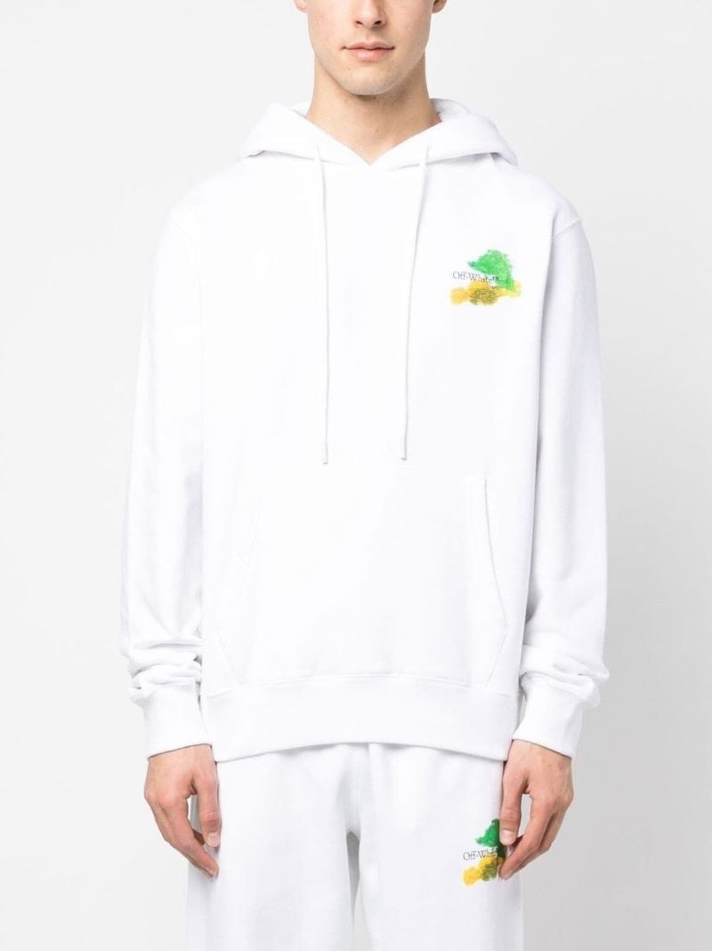 White Arrow Print Hoodie
