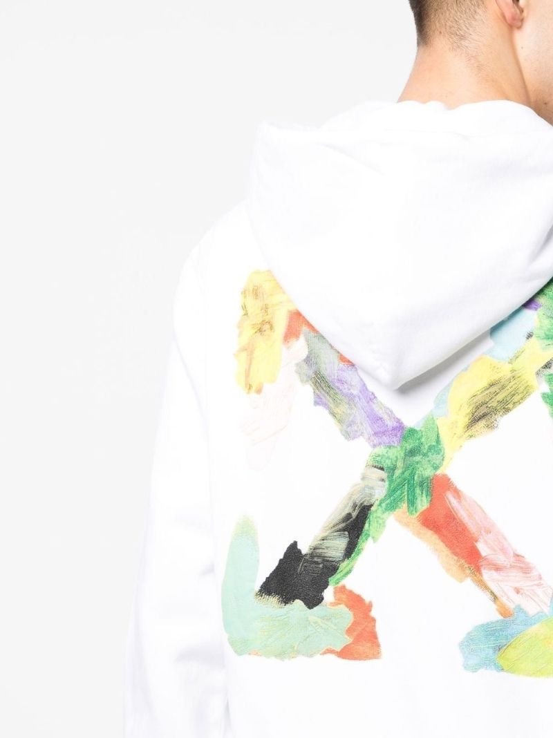 White Arrow Print Hoodie