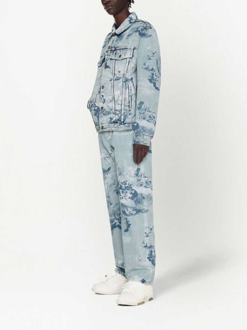 Blue Skate Painting Print Denim Jacket