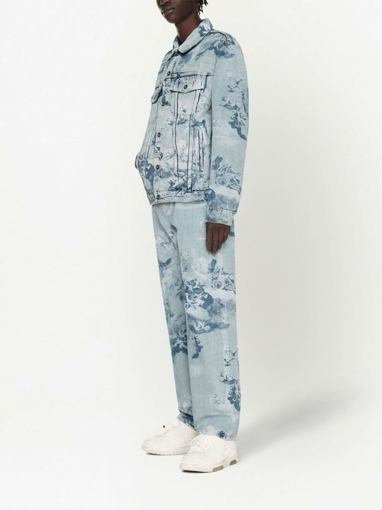 Blue Skate Painting Print Denim Jacket