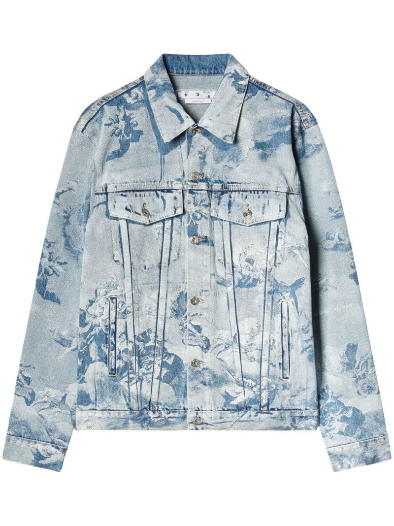 Blue Skate Painting Print Denim Jacket