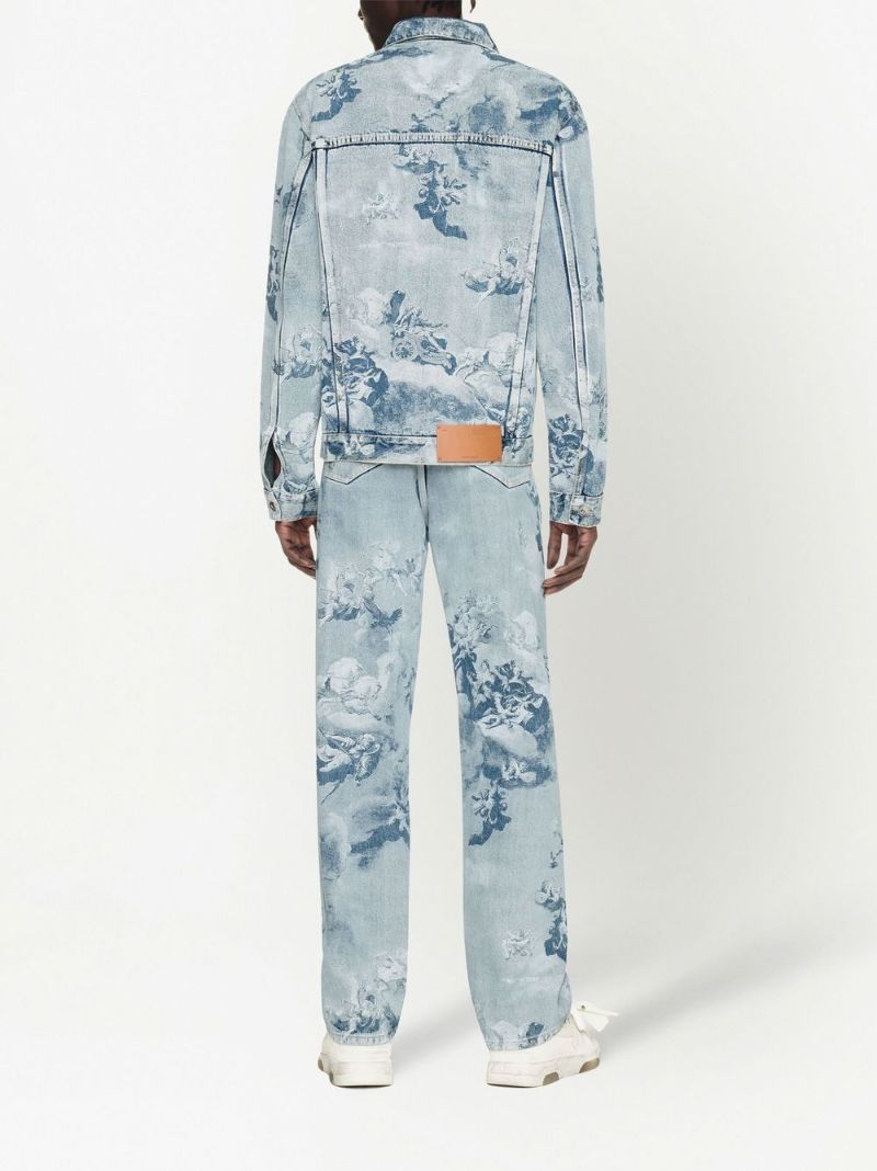 Blue Skate Painting Print Denim Jacket