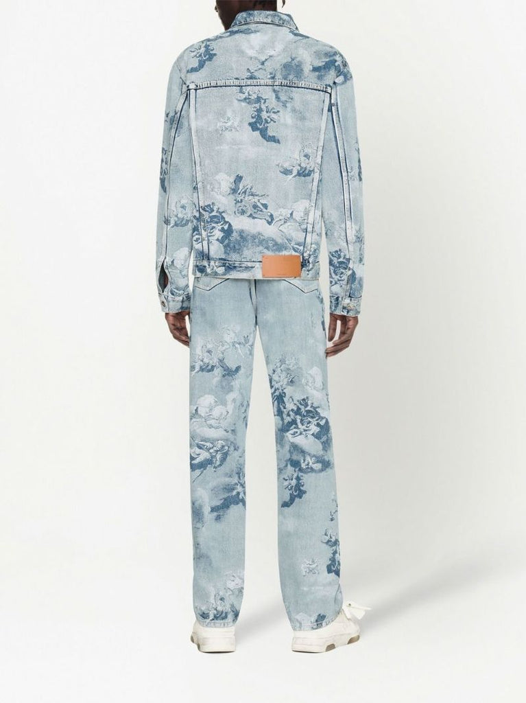 Blue Skate Painting Print Denim Jacket