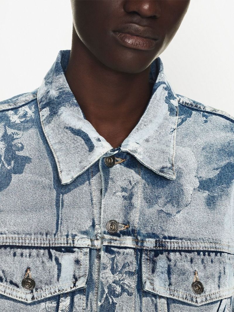 Blue Skate Painting Print Denim Jacket