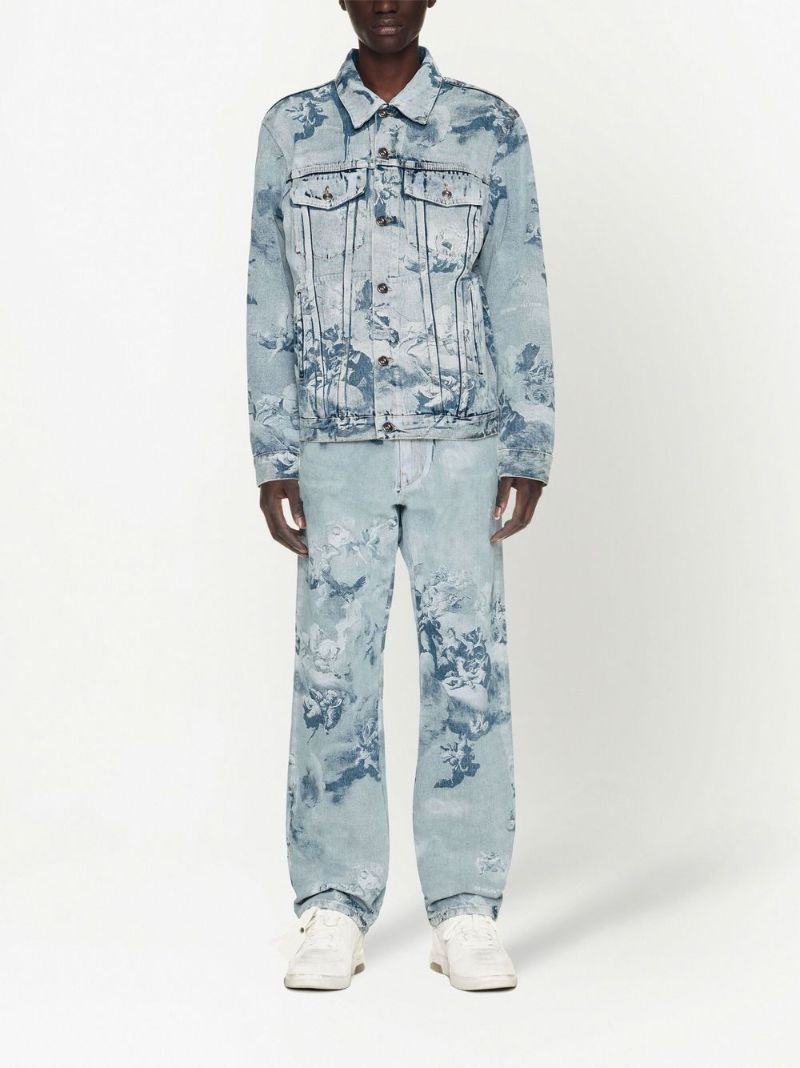 Blue Skate Painting Print Denim Jacket