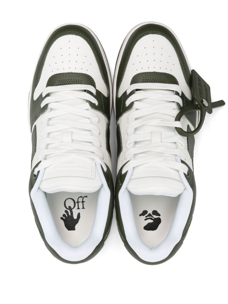 White and Green Out of Office Sneakers