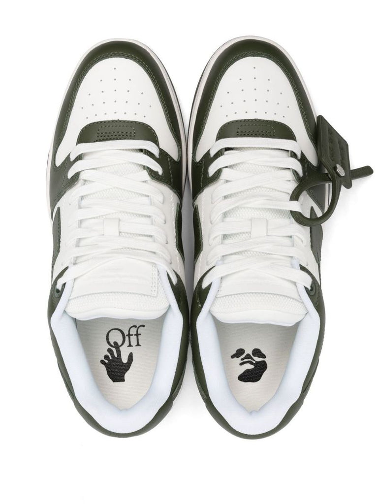 White and Green Out of Office Sneakers