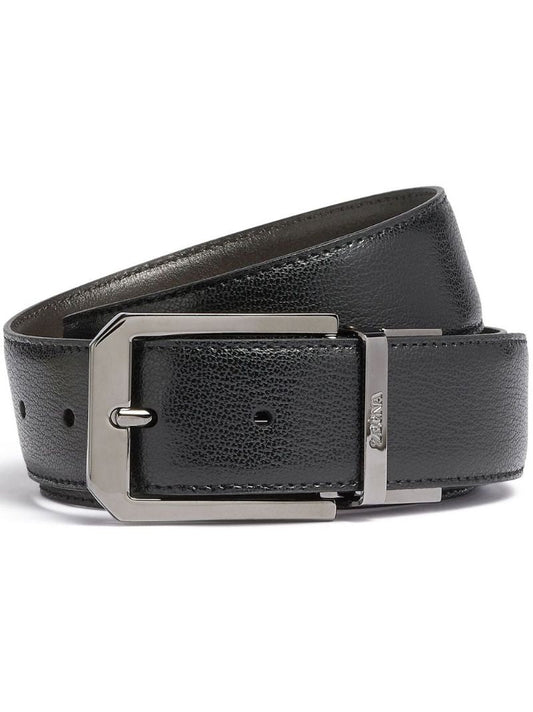 Black Logo Buckle Leather Belt