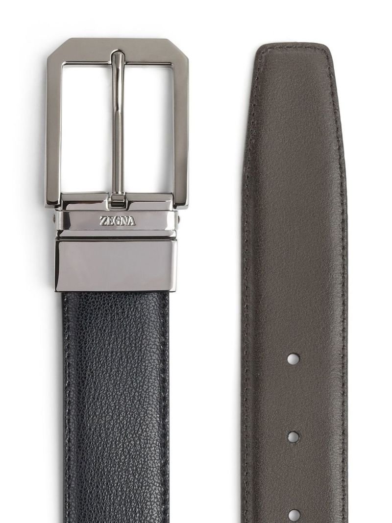 Black Logo Buckle Leather Belt