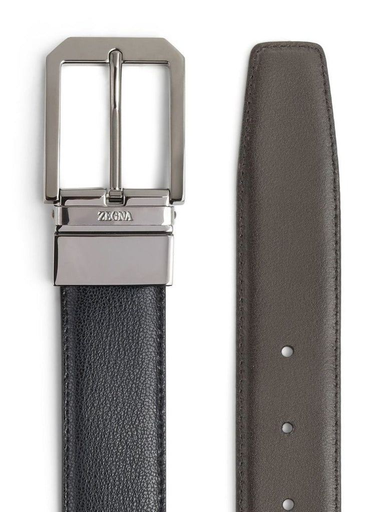 Black Logo Buckle Leather Belt