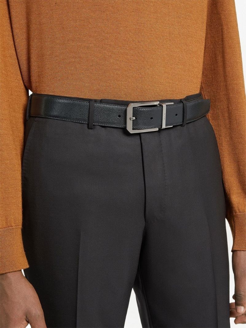 Black Logo Buckle Leather Belt