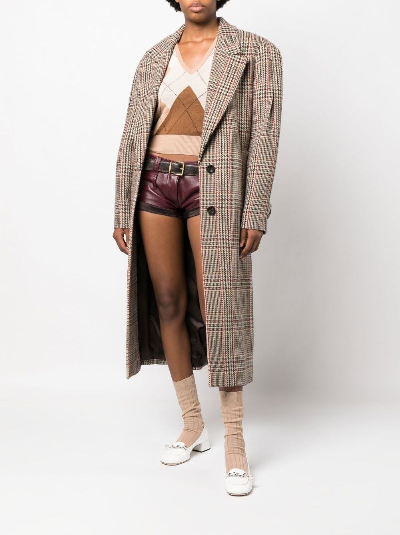 Neutral Argyle Check Print Cropped Cashmere Vest