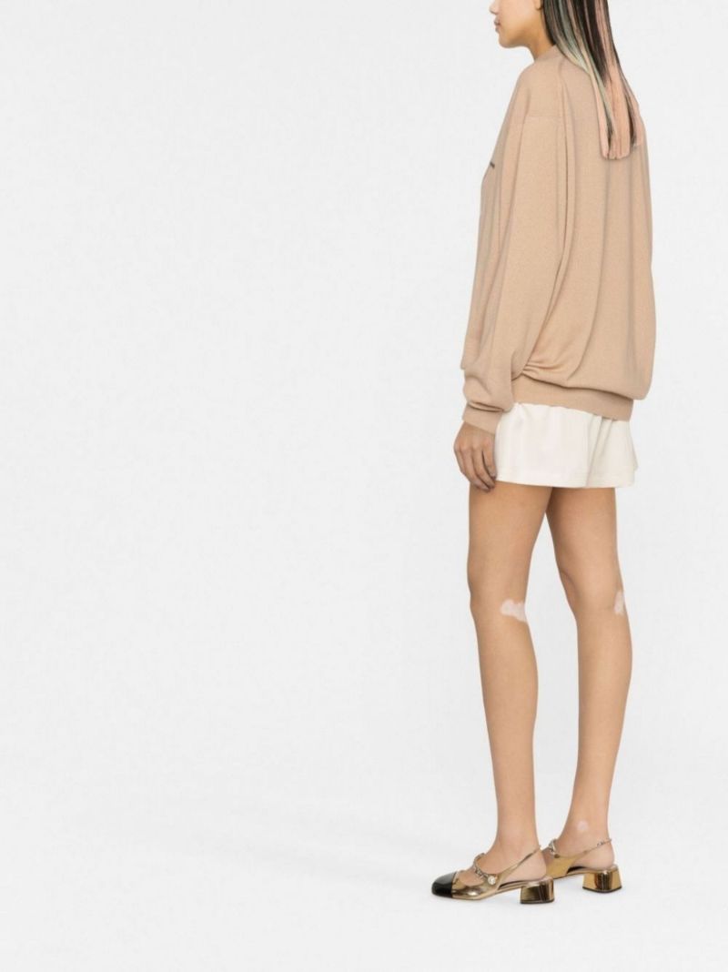 Neutral Intarsia Cashmere Polo Sweater