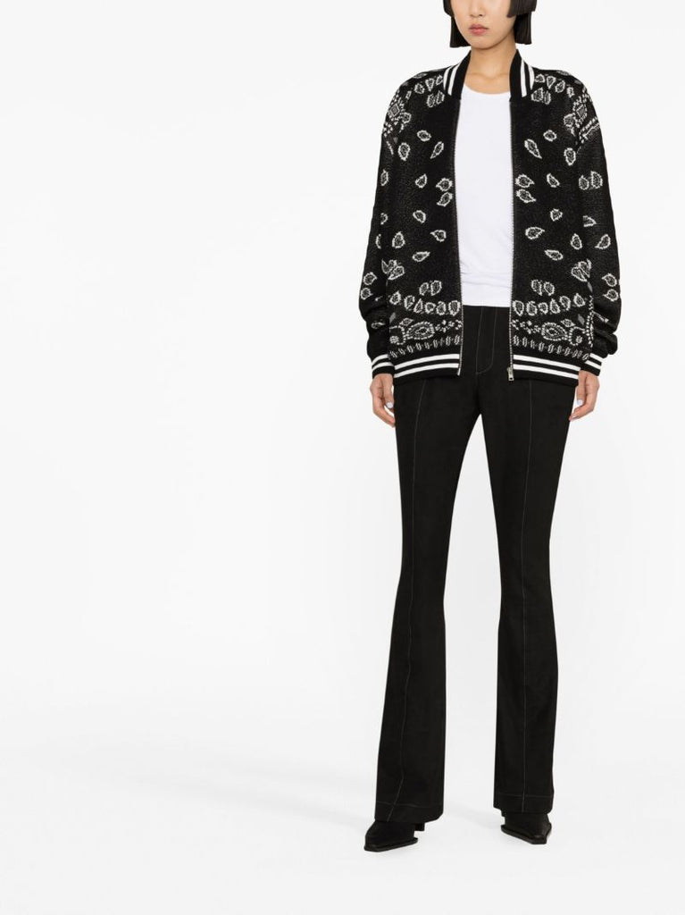 Black Bandana Piquet Jacquard Bomber Jacket