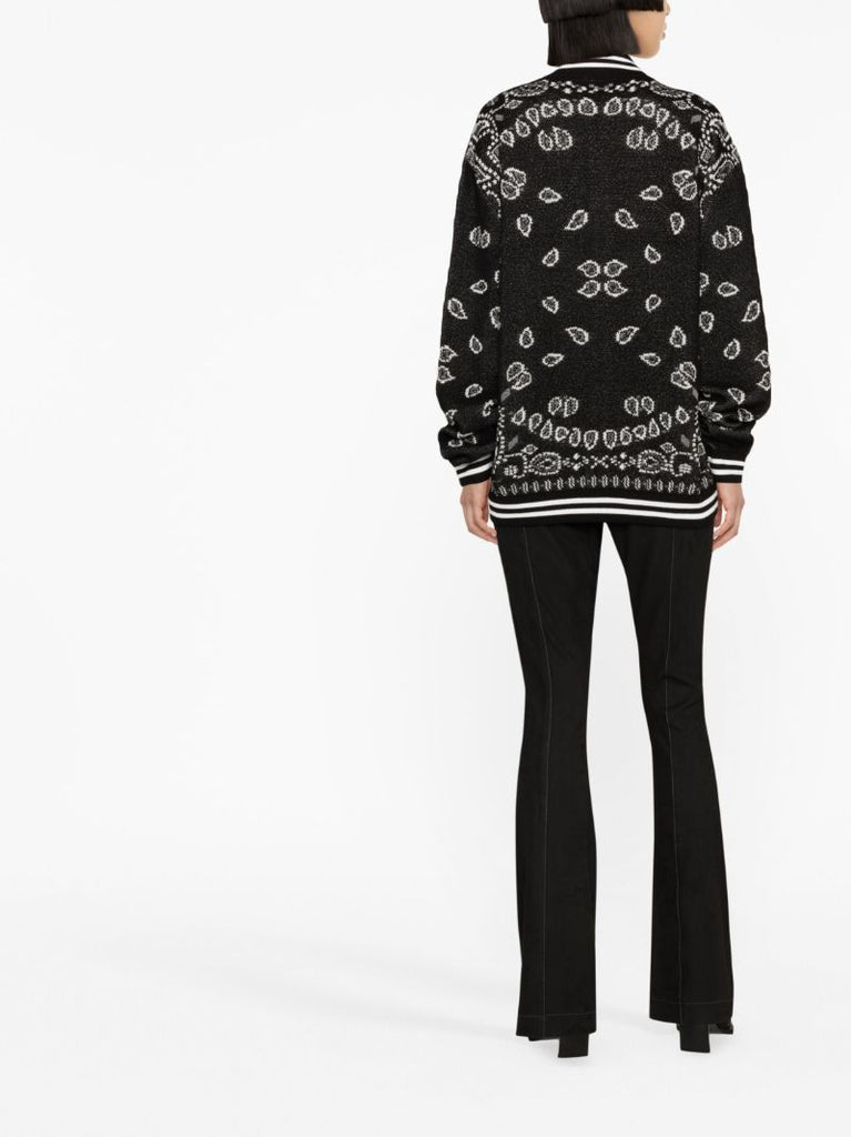 Black Bandana Piquet Jacquard Bomber Jacket