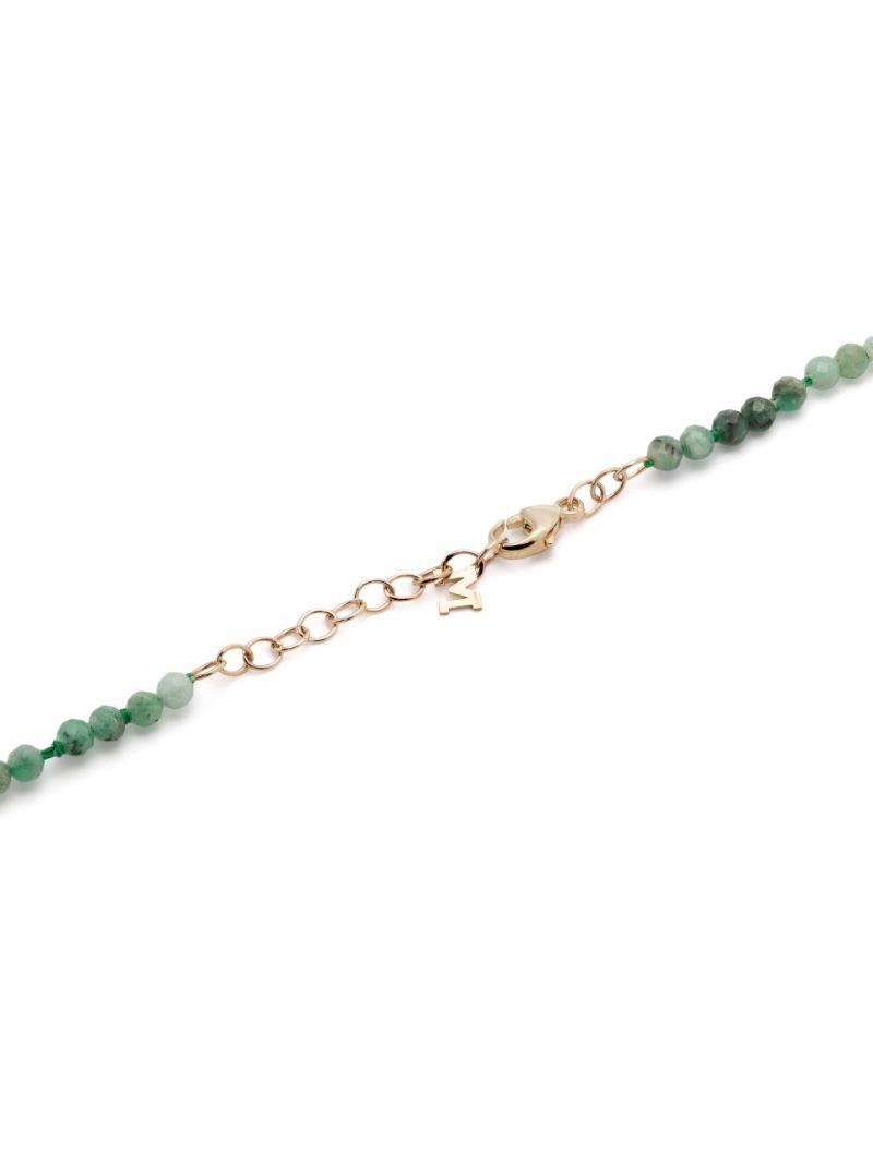 14k Yellow Gold Emerald Beaded Necklace