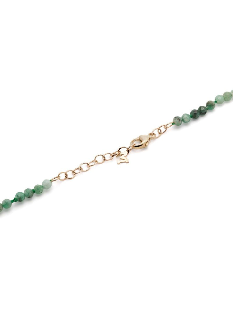 14k Yellow Gold Emerald Beaded Necklace